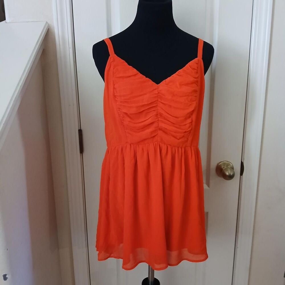 NWT Torrid Bright Orange Chiffon Shirred Babydoll Cami Top Size 1 Large Y2K
